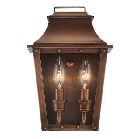 Homeroots 11.5 x 7.5 x 5.25 in. Coventry 2-Light Copper Patina Pocket Wall Light 398424